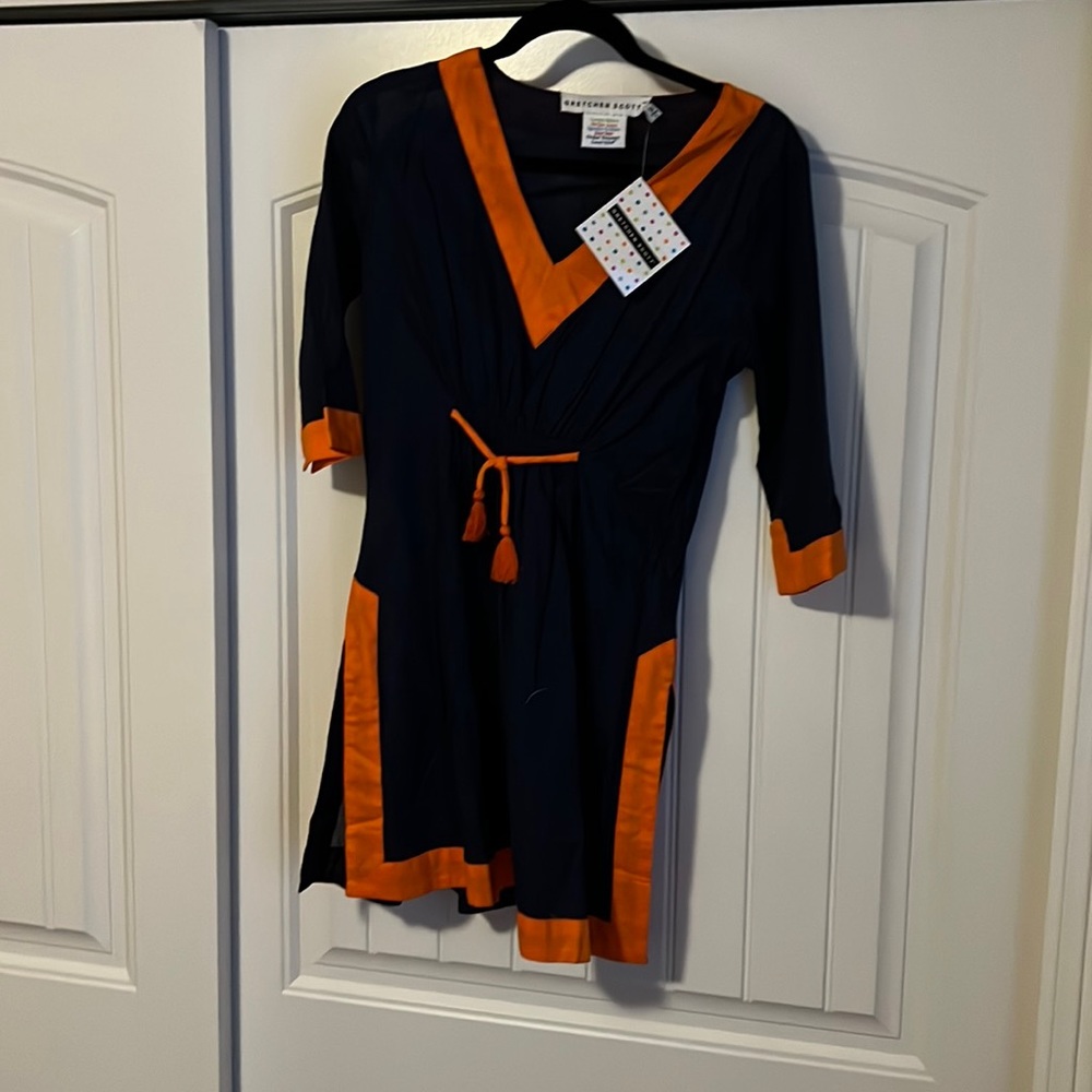 Gretchen Scott navy/orange coverup size small NWT